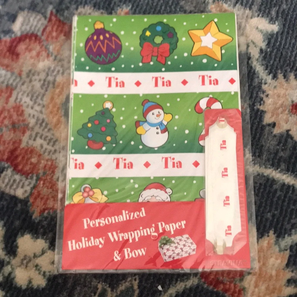 Tia Personalized Wrapping Paper & Bow